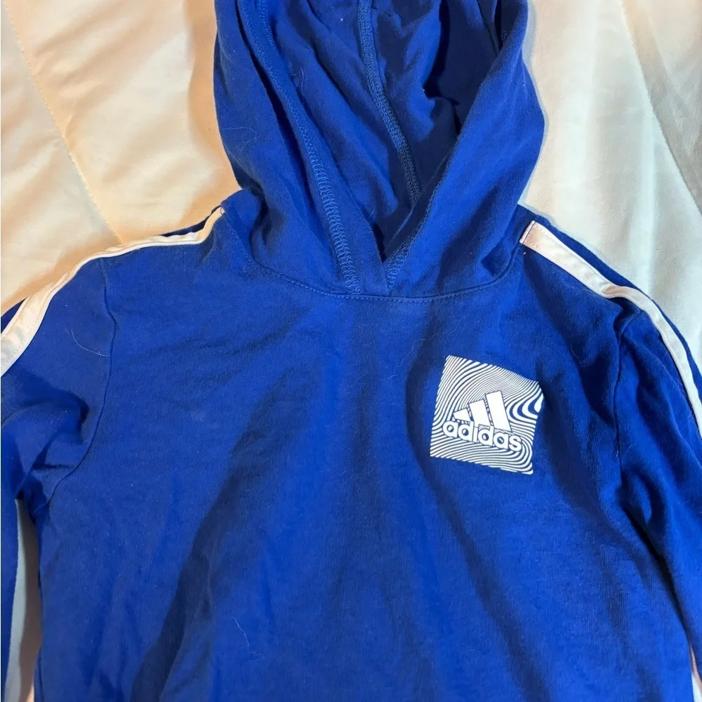 Adidas Kids Royal Blue Hoodie with White Stripes 2T light weight